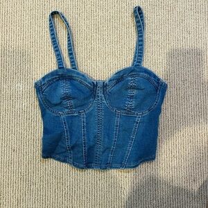 No Boundaries Blue Denim Crop Top